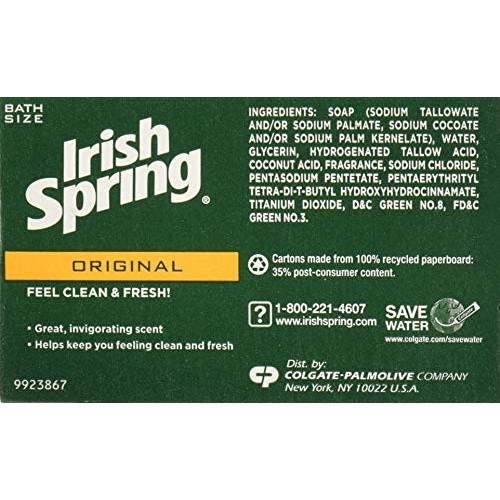 Irish Spring Original Deodrant Soap Unisex Soap, 3.75 Oz Bars, 8-Count