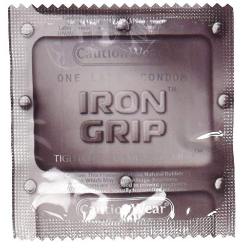 Caution Wear Iron Grip Snug Fitting Lubricated Latex Condoms - Pack of 100