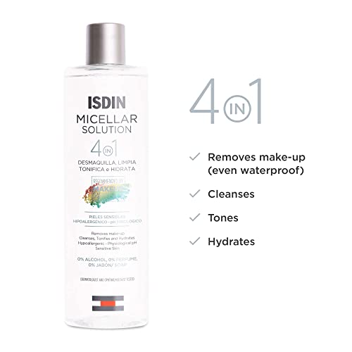 ISDIN Micellar Solution, 4 in 1 Makeup Remover, Cleanser, Hydrating Toner - S...