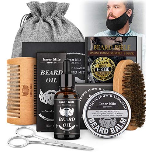 Beard Growth Kit, Beard Grooming Kit for Men with Beard Growth Oil, Beard Bru...