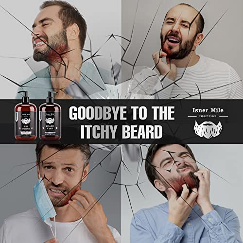 Beard Wash and Conditioner Set (Large 17 oz each), New Beard Growth Formula w...