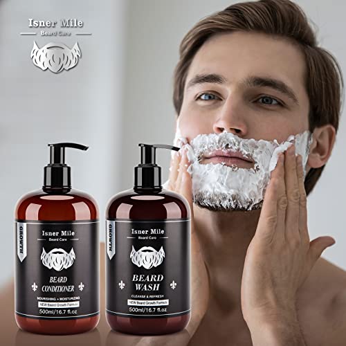 Beard Wash and Conditioner Set (Large 17 oz each), New Beard Growth Formula w...