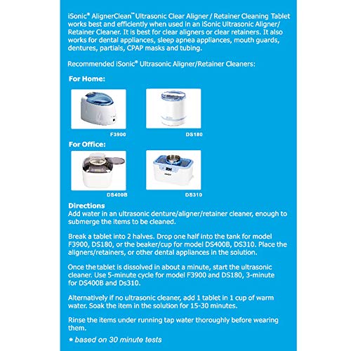 iSonic Ultrasonic Cleaning Tablet for Clear Aligners/Retainers/Night Guards/C...