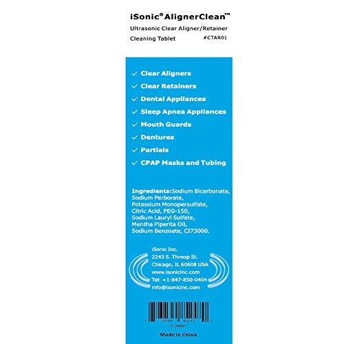 iSonic Ultrasonic Cleaning Tablet for Clear Aligners/Retainers/Night Guards/C...