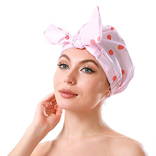 iSPECIAL Shower Cap for Women Long Hair Reusable, Adjustable Shower Caps & Lu...