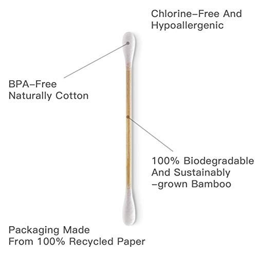 Bamboo Cotton Swabs - 2000 Count - Vegan Cotton Swabs, Eco Friendly Double Ti...