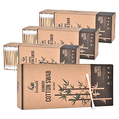 Bamboo Cotton Swabs - 2000 Count - Vegan Cotton Swabs, Eco Friendly Double Ti...