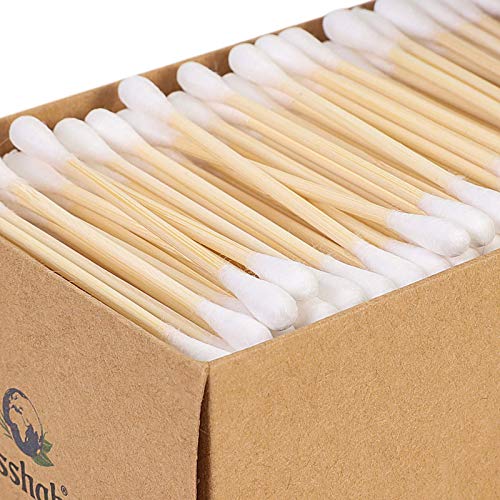 Bamboo Cotton Swabs - 500 Count - Vegan Cotton Swabs, Eco Friendly Double Tip...