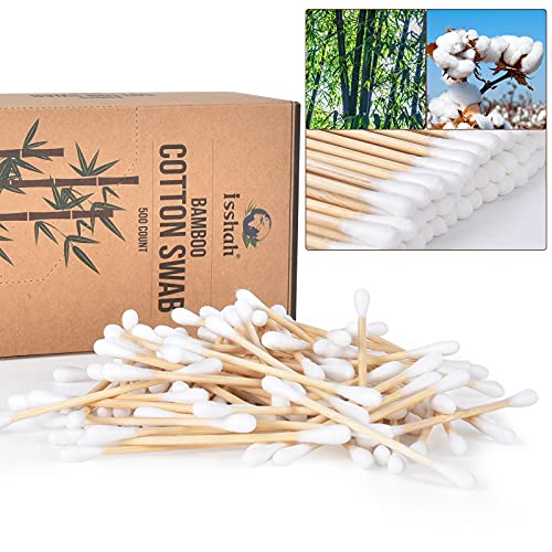 Bamboo Cotton Swabs - 500 Count - Vegan Cotton Swabs, Eco Friendly Double Tip...