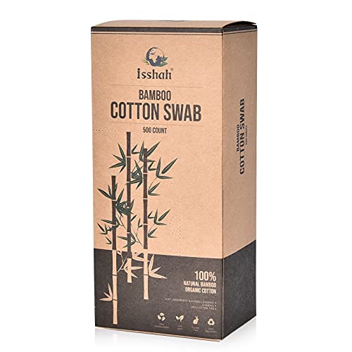 Bamboo Cotton Swabs - 500 Count - Vegan Cotton Swabs, Eco Friendly Double Tip...
