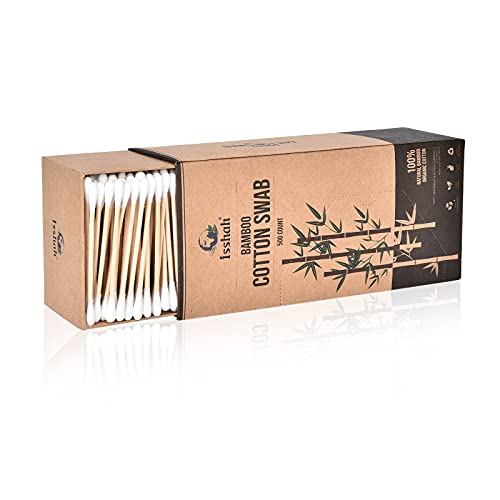 Bamboo Cotton Swabs - 500 Count - Vegan Cotton Swabs, Eco Friendly Double Tip...