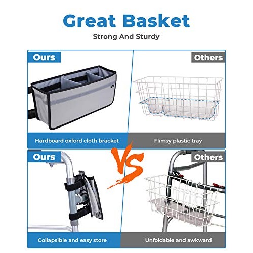 ISSYAUTO Walker Basket, Strap Mount Walker Cup Drink Holder with Two Split Bo...