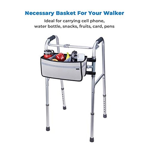 ISSYAUTO Walker Basket, Strap Mount Walker Cup Drink Holder with Two Split Bo...