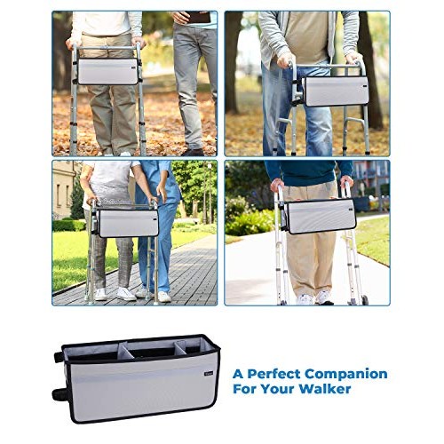 ISSYAUTO Walker Basket, Strap Mount Walker Cup Drink Holder with Two Split Bo...