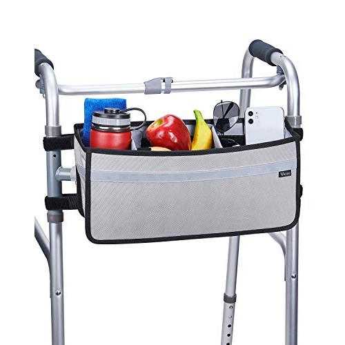 ISSYAUTO Walker Basket, Strap Mount Walker Cup Drink Holder with Two Split Bo...