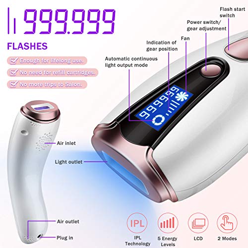 at-Home Hair Removal for Women & Men, Upgraded to 999,999 Flashes Laser Hair ...