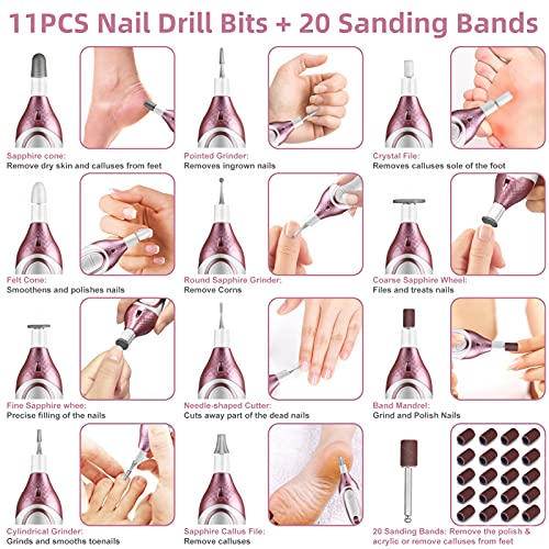 ISTON 36-piece Professional Manicure & Pedicure Kit, Cordless Nail Drill Mach...