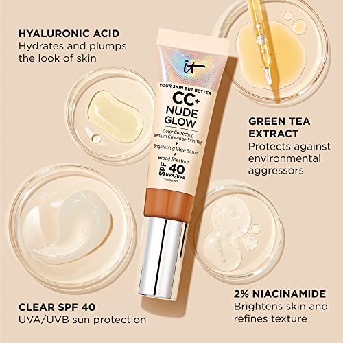 CC+ Nude Glow Lightweight Foundation + Glow Serum with SPF 40 - With Niacinam...