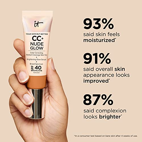 CC+ Nude Glow Lightweight Foundation + Glow Serum with SPF 40 - With Niacinam...