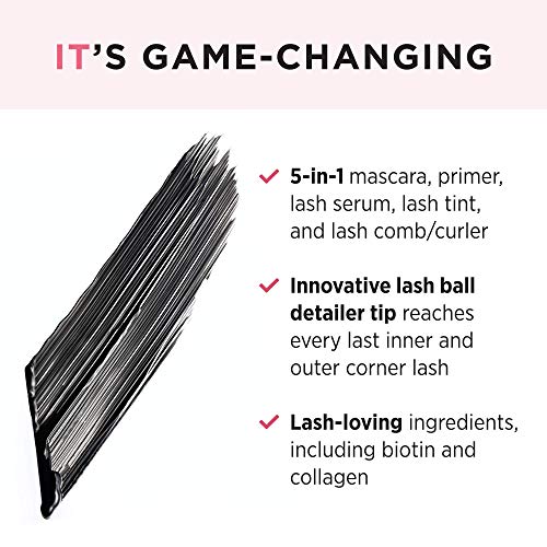 IT Cosmetics Hello Lashes 5-in-1 Mascara, Black - Volumizing Mascara, Lash Pr...