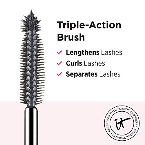 IT Cosmetics Hello Lashes 5-in-1 Mascara, Black - Volumizing Mascara, Lash Pr...