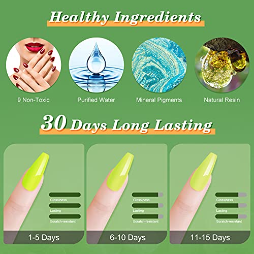 Gel Nail Polish Kit - ITHKY 27 Pcs Soak Off Nail Polish Set Pink Blue Green Y...