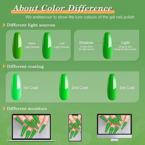 Gel Nail Polish Kit - ITHKY 27 Pcs Soak Off Nail Polish Set Pink Blue Green Y...