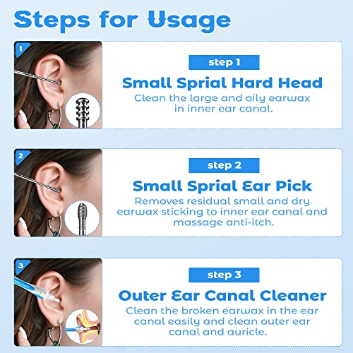 Q Grips Earwax Remover Safe Soft Spiral Ear Wax Removal Tool with 15 Replacem...