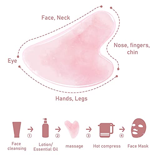 ITME Gua Sha Massage Tool for Scraping Facial Body Skin Massager, Rose Quartz...
