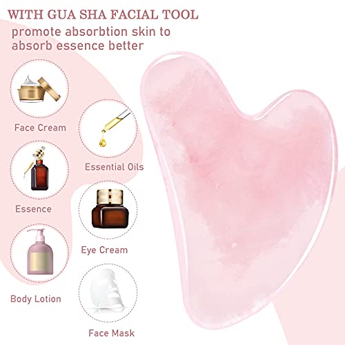 ITME Gua Sha Massage Tool for Scraping Facial Body Skin Massager, Rose Quartz...