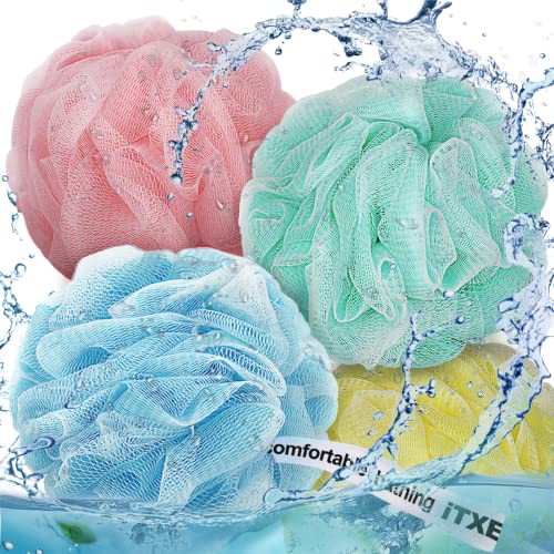 iTXE 4 Pack Bath Sponge Shower Scrubber Large Loofah 75g Double Layer Shower ...