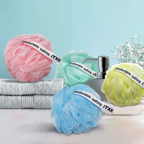 iTXE 4 Pack Bath Sponge Shower Scrubber Large Loofah 75g Double Layer Shower ...