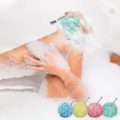 iTXE 4 Pack Bath Sponge Shower Scrubber Large Loofah 75g Double Layer Shower ...