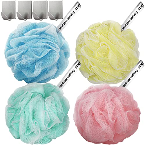 iTXE 4 Pack Bath Sponge Shower Scrubber Large Loofah 75g Double Layer Shower ...