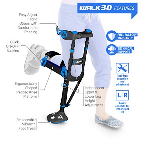 iWALK3.0 Hands Free Crutch - Pain Free Knee Crutch - Alternative to Crutches