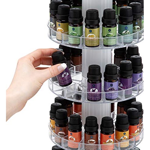 J JACKCUBE DESIGN Rotating Essential Oil Display Stand Spinning Rack for 75 B...