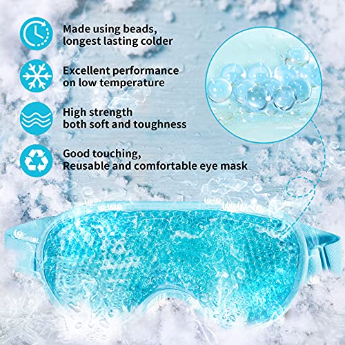 Cooling Ice Gel Eye Mask-Reusable Eye Masks, Sleeping Mask with Plush Backing...