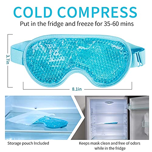 Cooling Ice Gel Eye Mask-Reusable Eye Masks, Sleeping Mask with Plush Backing...