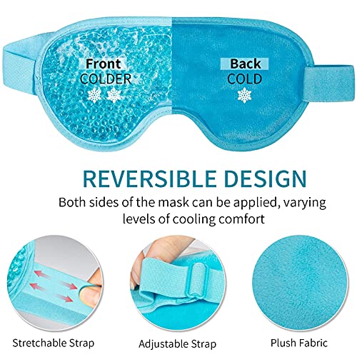 Cooling Ice Gel Eye Mask-Reusable Eye Masks, Sleeping Mask with Plush Backing...