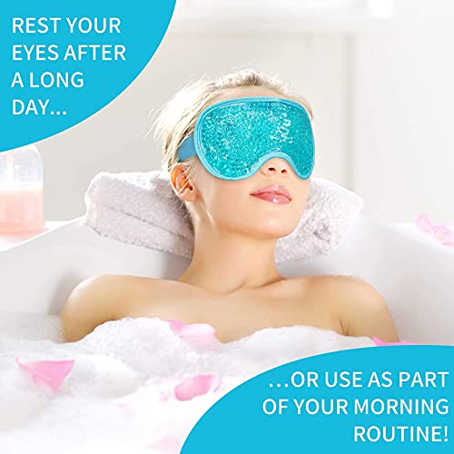 Cooling Ice Gel Eye Mask-Reusable Eye Masks, Sleeping Mask with Plush Backing...