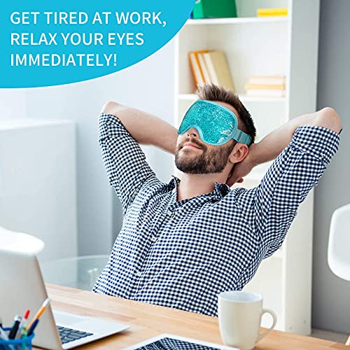 Cooling Ice Gel Eye Mask-Reusable Eye Masks, Sleeping Mask with Plush Backing...
