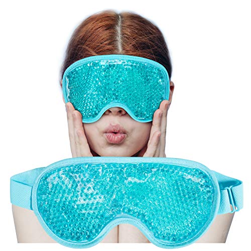 Cooling Ice Gel Eye Mask-Reusable Eye Masks, Sleeping Mask with Plush Backing...