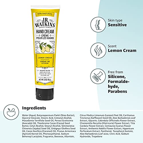 J.R. Watkins Natural Moisturizing Hand Cream, Hydrating Hand Moisturizer with...