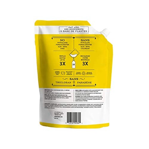 JR Watkins Gel Hand Soap Refill Pouch, Lemon, 6 Pack, Scented Liquid Hand Was...