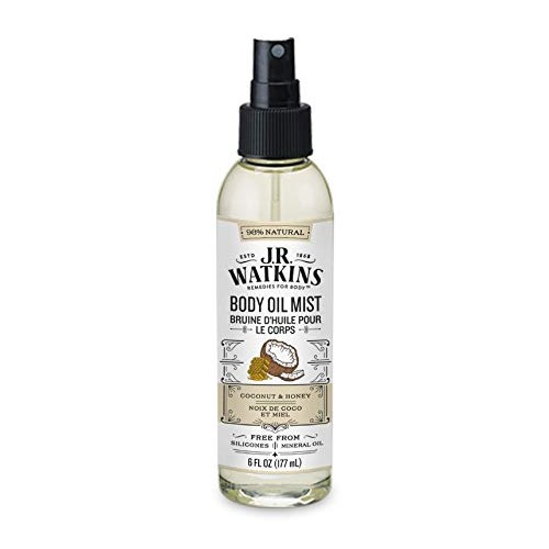 JR Watkins Natural Hydrating Body Oil Mist, Coconut Milk & Honey, Moisturizin...