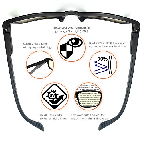J+S Vision Blue Light Shield Computer Reading/Gaming Glasses - 0.0 Magnificat...