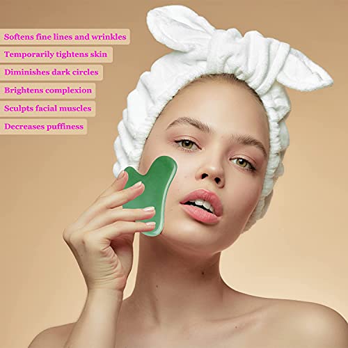 Gua Sha Jade Stone Scraping Massage Tool Facial Tools with Gua Sha Pro Guide ...