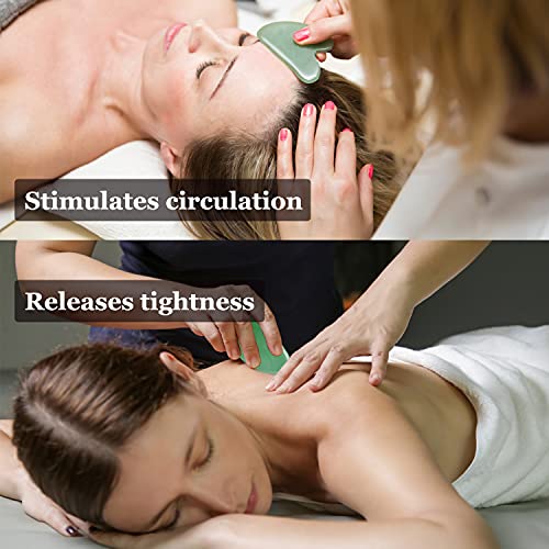 Gua Sha Jade Stone Scraping Massage Tool Facial Tools with Gua Sha Pro Guide ...