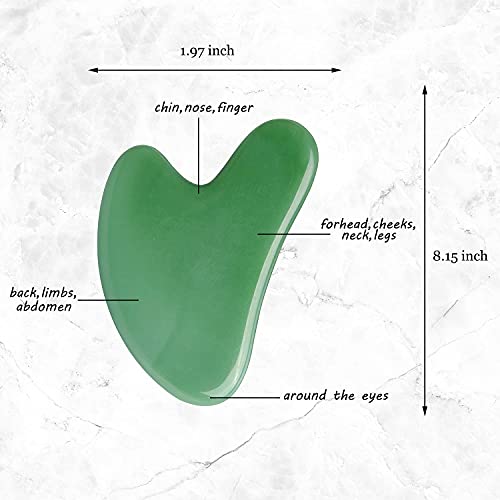 Gua Sha Jade Stone Scraping Massage Tool Facial Tools with Gua Sha Pro Guide ...