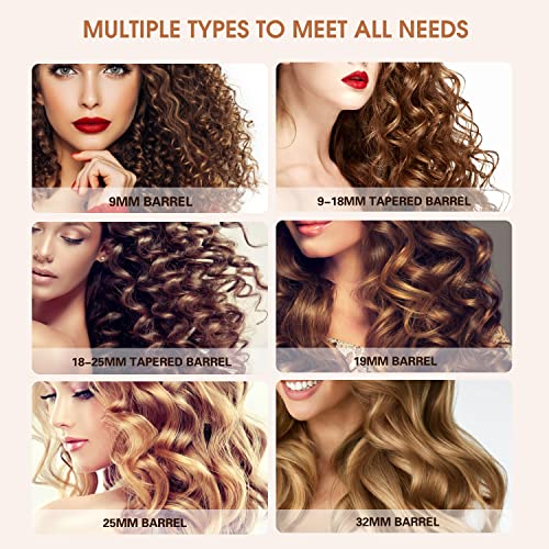 6-in-1 Curling Iron, janelove Curling Wand Set,Instant Heat Up Hair Curler wi...